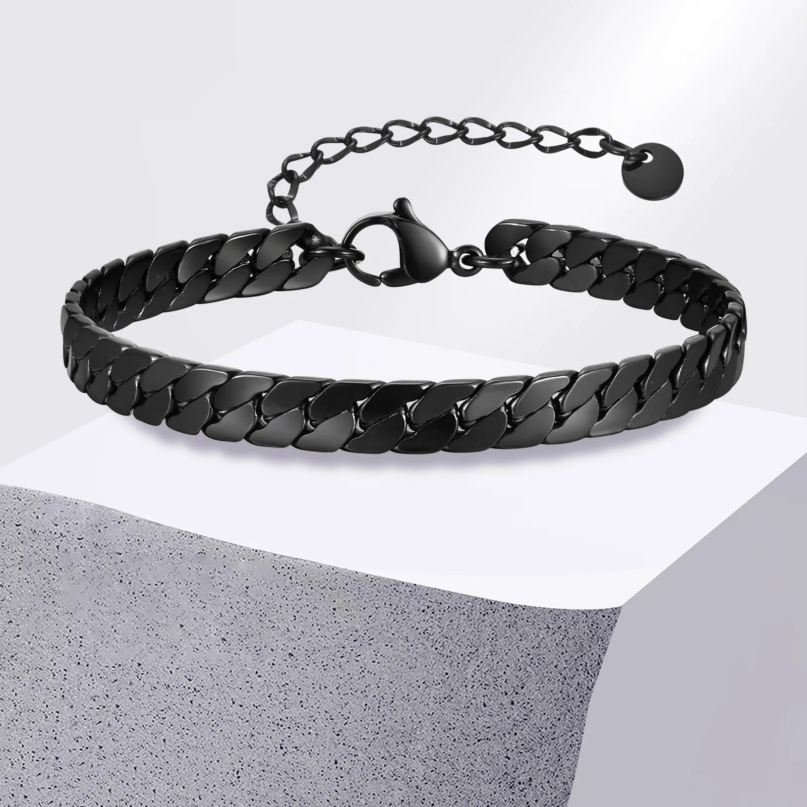 Men'S Gothic Formal Wear - Bracelets gothiques en chaîne cubaine noire