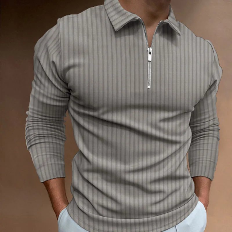 Men'S Polo Formal Wear - Polo rayé à manches longues pour