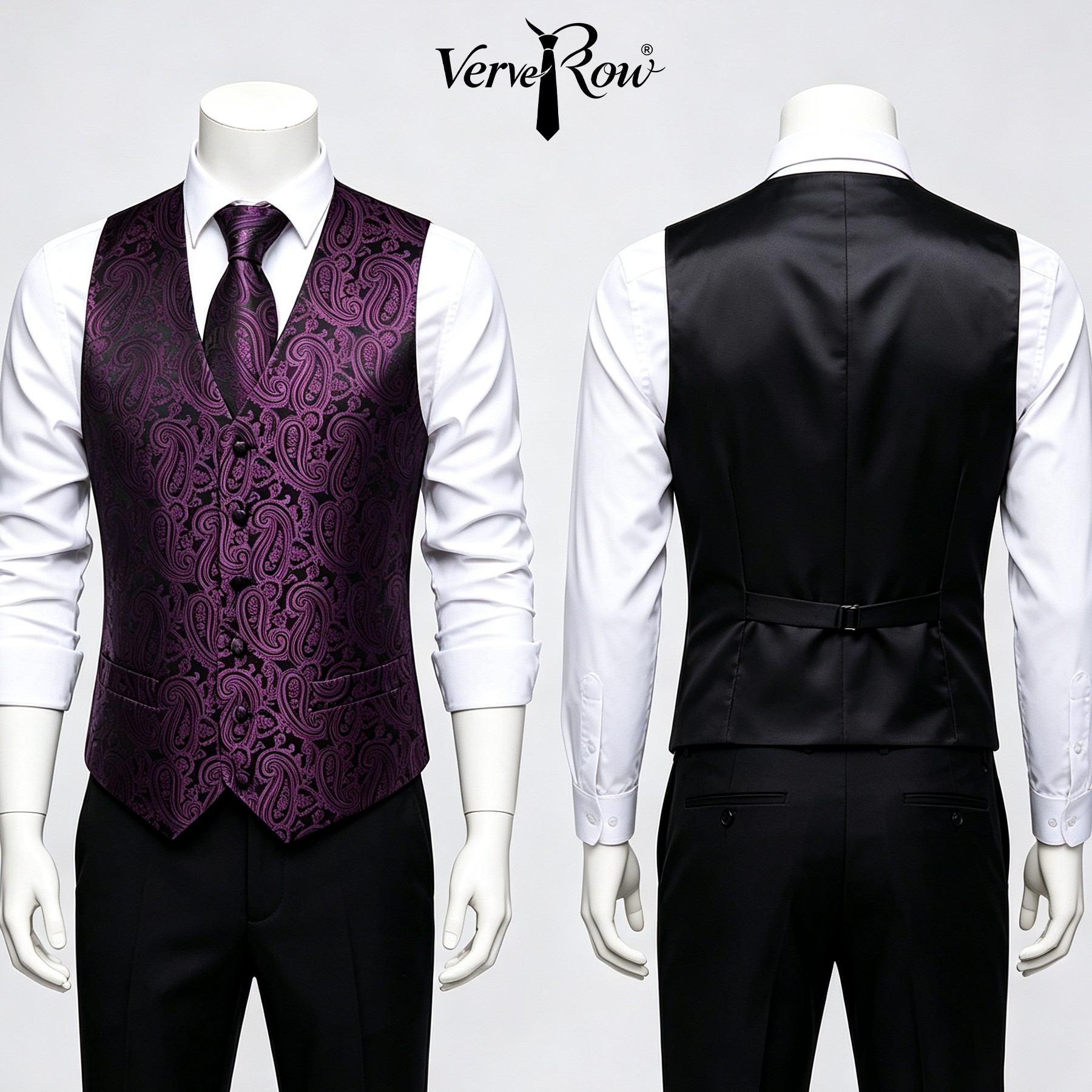 Men Formal Wear Purple - Cravate violette pour homme, mouchoir de