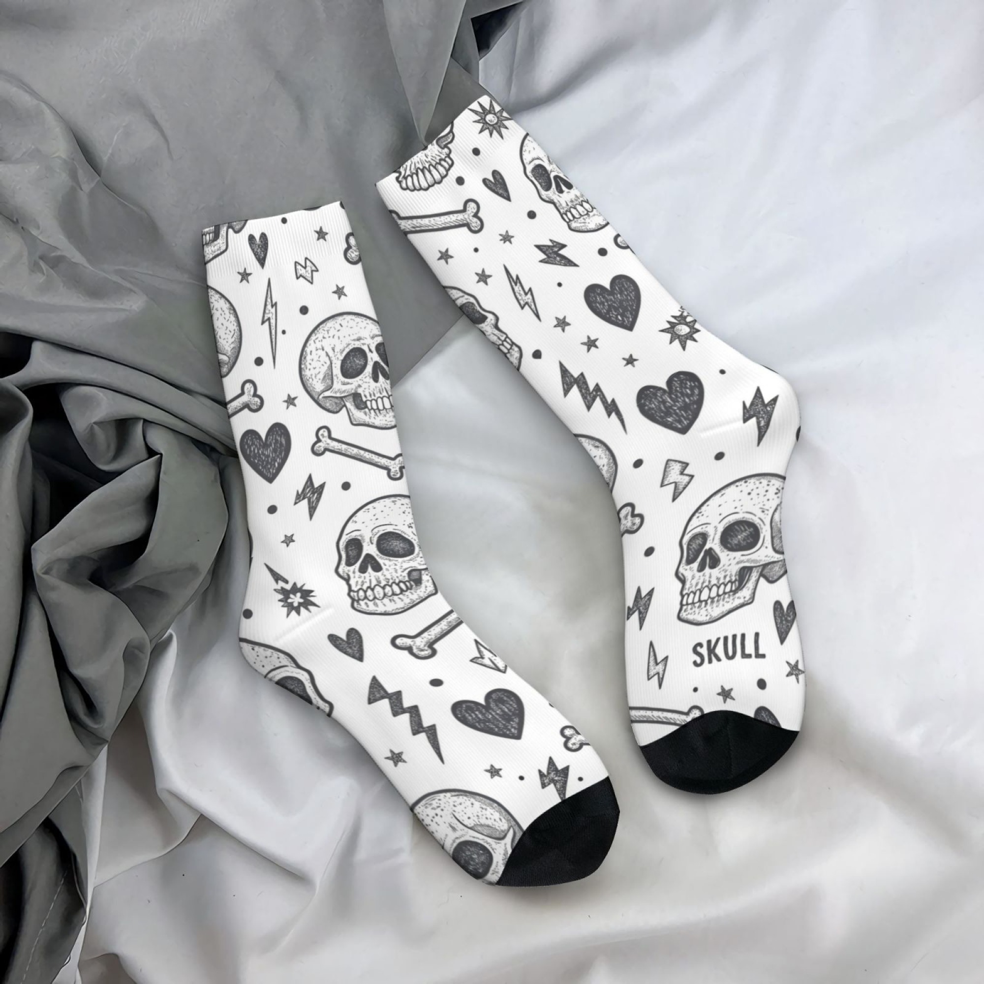Men'S Gothic Formal Wear - Chaussettes d'équipage dessinées à la main