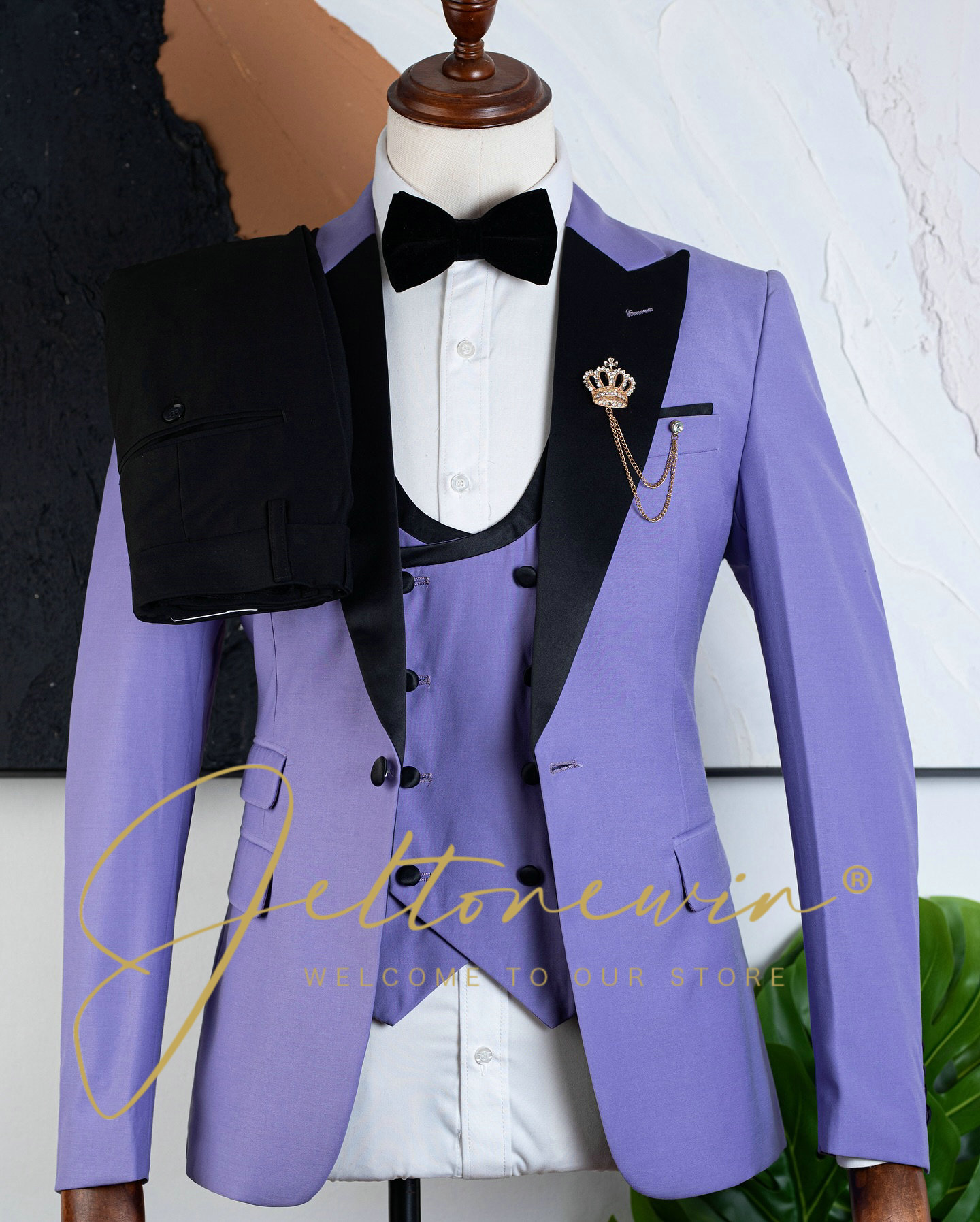 Men Formal Wear Purple - Ensemble de costume de smoking trois