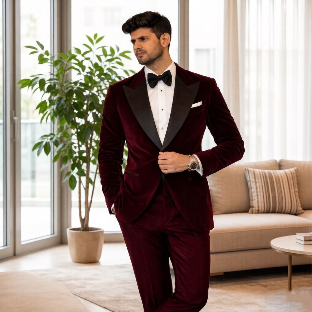 Formal Men Party Wear Jacket - Costumes en velours pour hommes, coupe