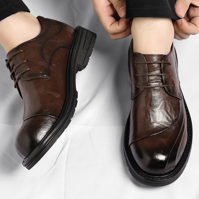 Formal Wear For Men In Wedding - Chaussures habillées en cuir véritable brun