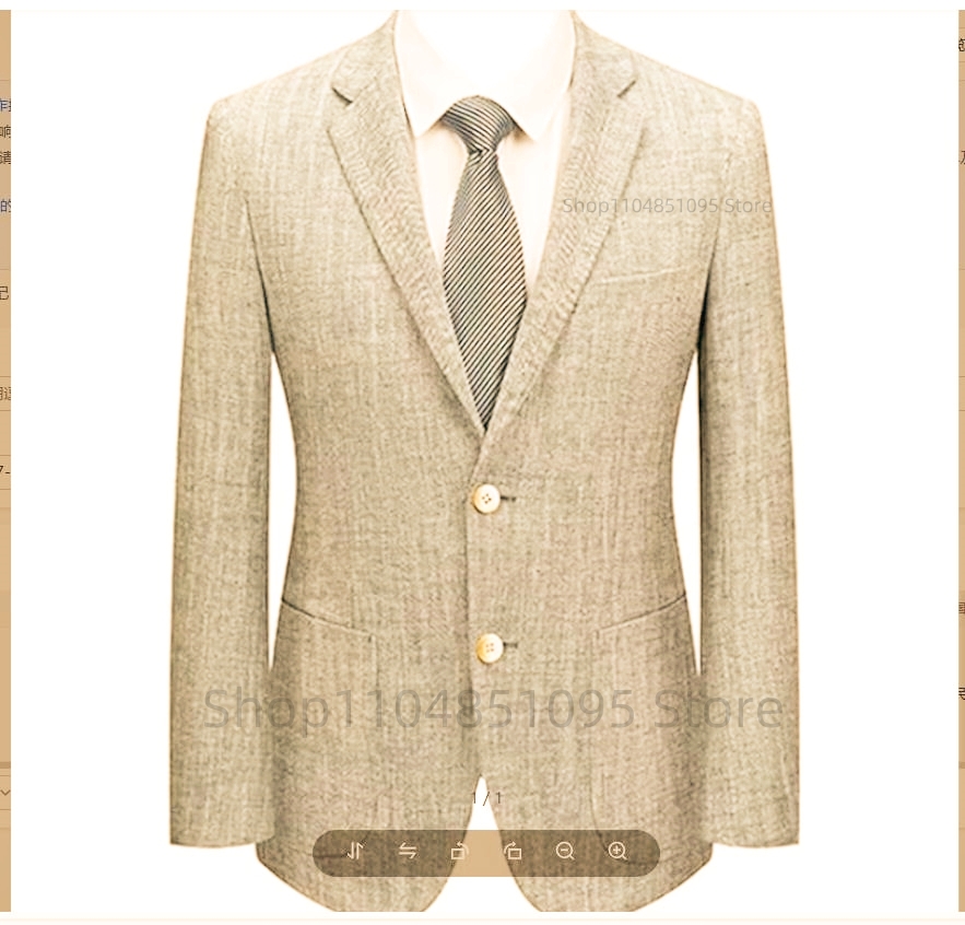 Men Formal Wear In Summer - Blazer de costume en lin ajusté