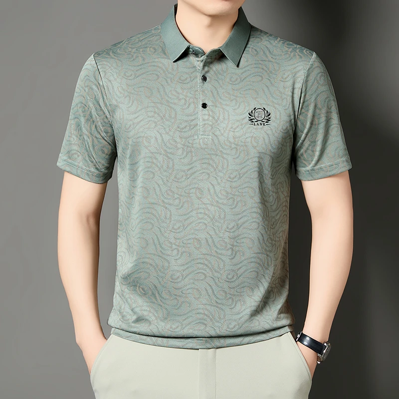 Men'S Polo Formal Wear - Polo imprimé formel pour homme, manches