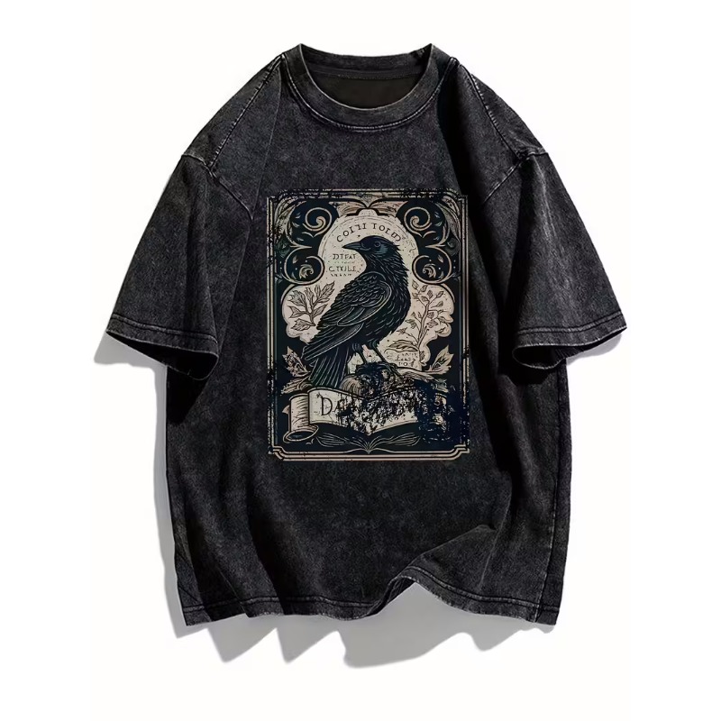 Men'S Gothic Formal Wear - T-shirt unisexe vintage gothique imprimé corbeau,
