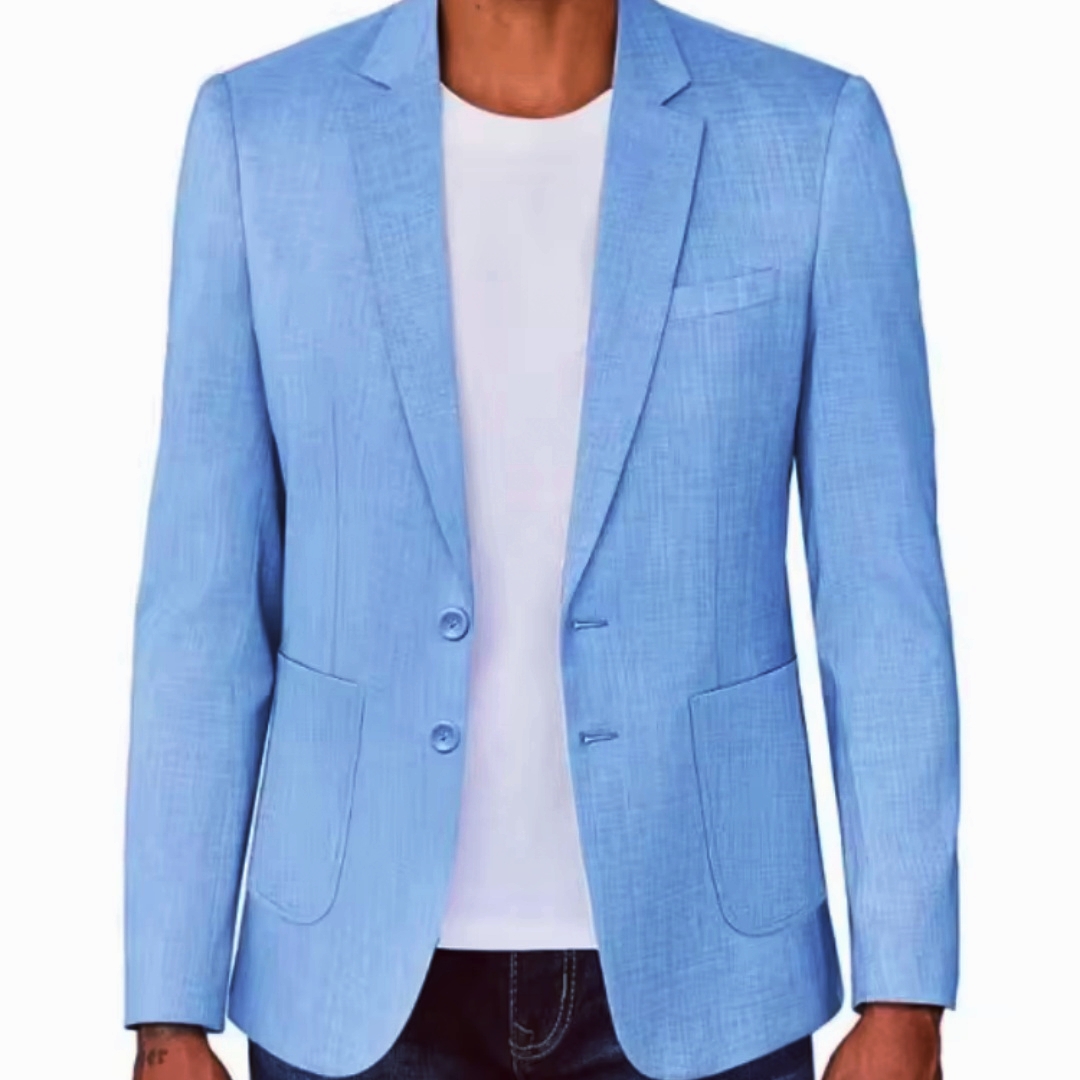 Formal Men Party Wear Jacket - Blazer en lin beige/bleu pour homme,