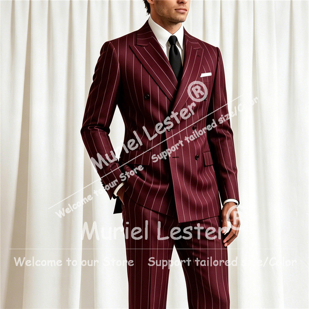 Elegant Formal Men'S Wear - Costume élégant à rayures pour homme,