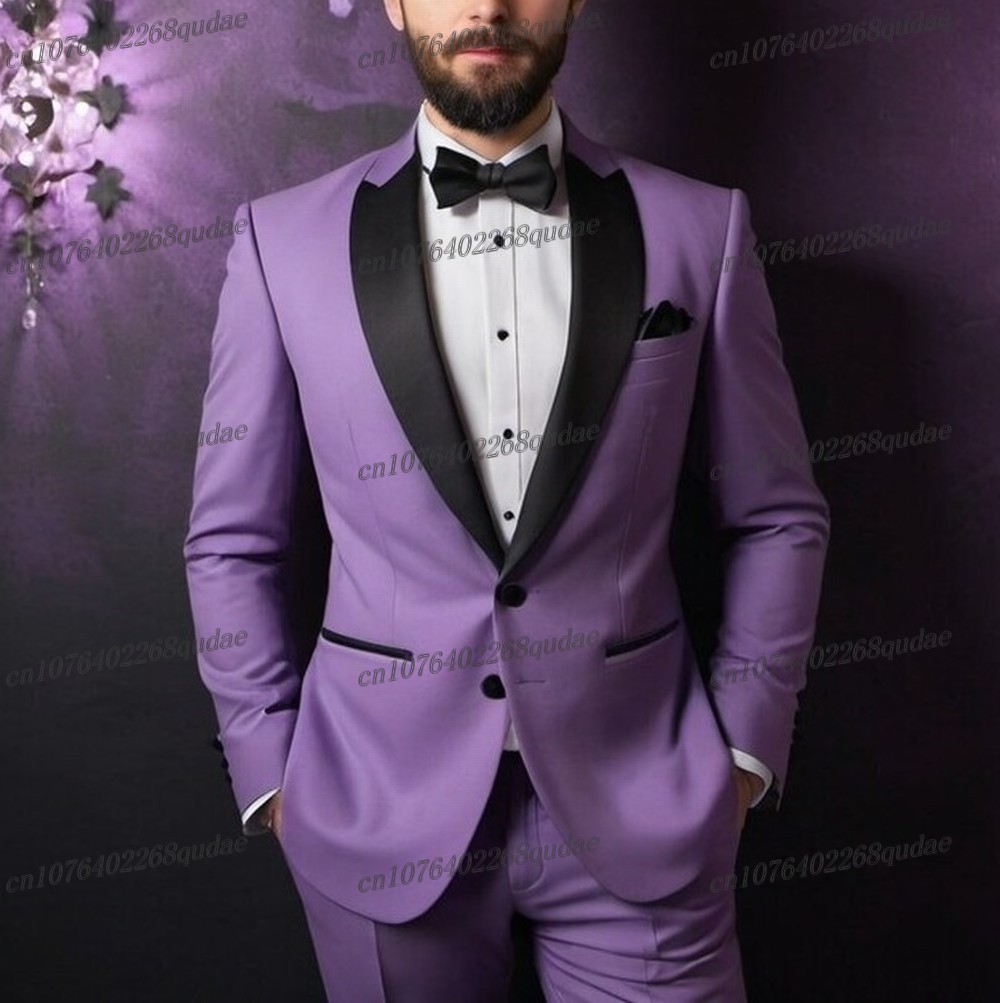 Men Formal Wear Purple - Col noir violet clair formel hommes