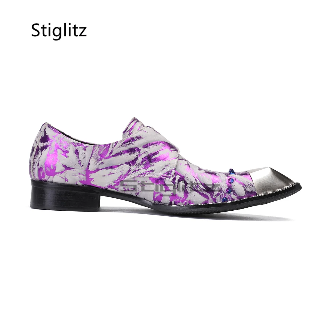 Men Formal Wear Purple - Chaussures en cuir véritable pour hommes,