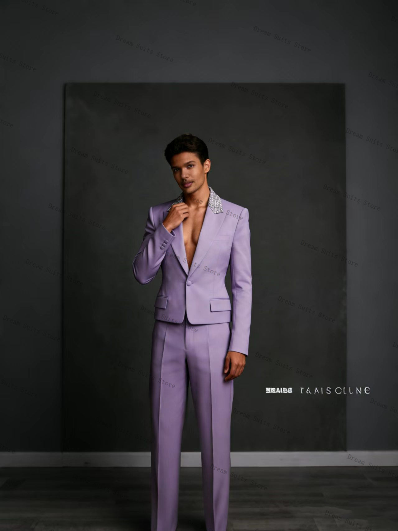 Men Formal Wear Purple - Ensemble de costume pour homme Crystals