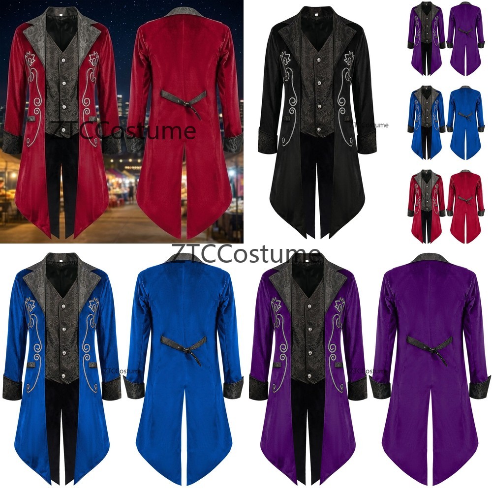 Historical Men'S Formal Wear - Costume de cosplay médiéval steampunk victorien,