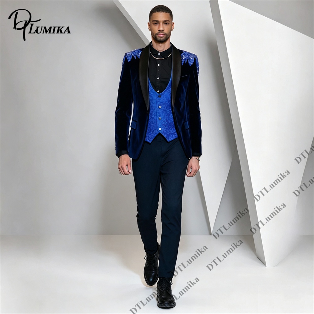 Formal Wear For Men In Wedding - Costume 3 pièces en velours pour