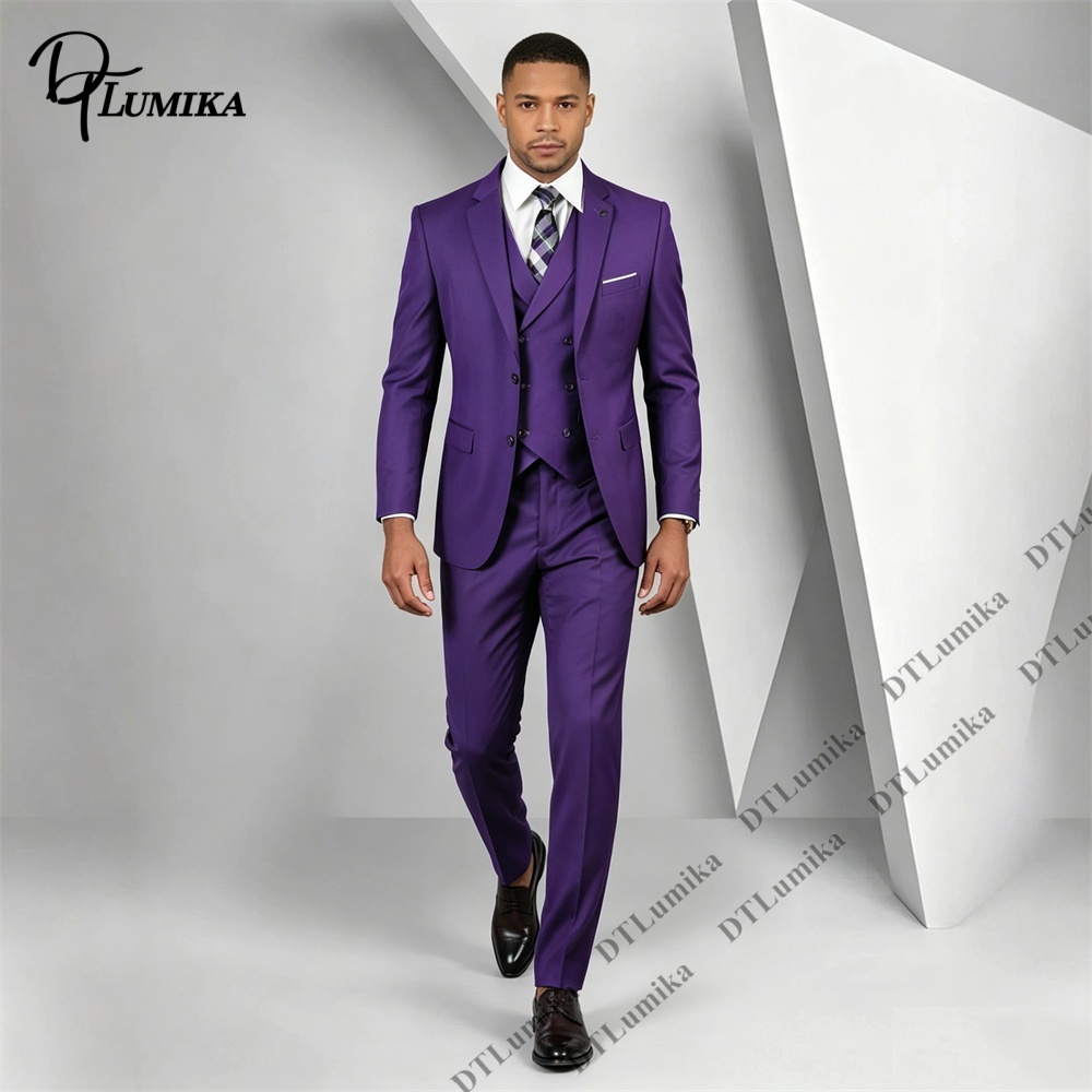 Men Formal Wear Purple - Costume 3 pièces violet pour homme,