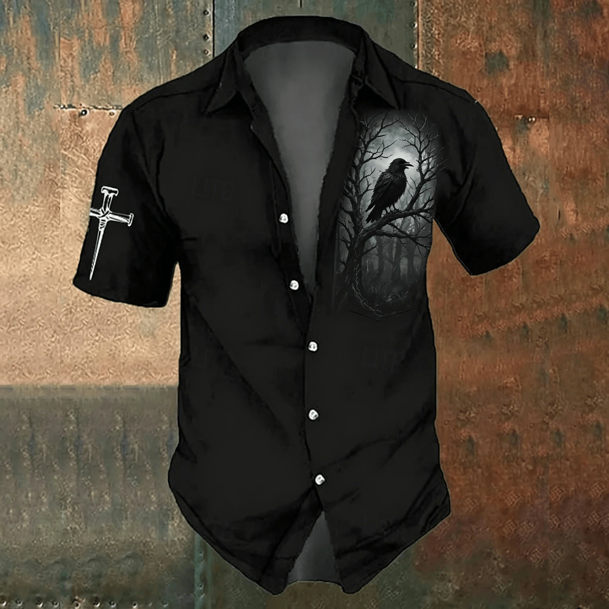 Chemise décontractée noire à i - Men'S Gothic Formal Wear avis et prix