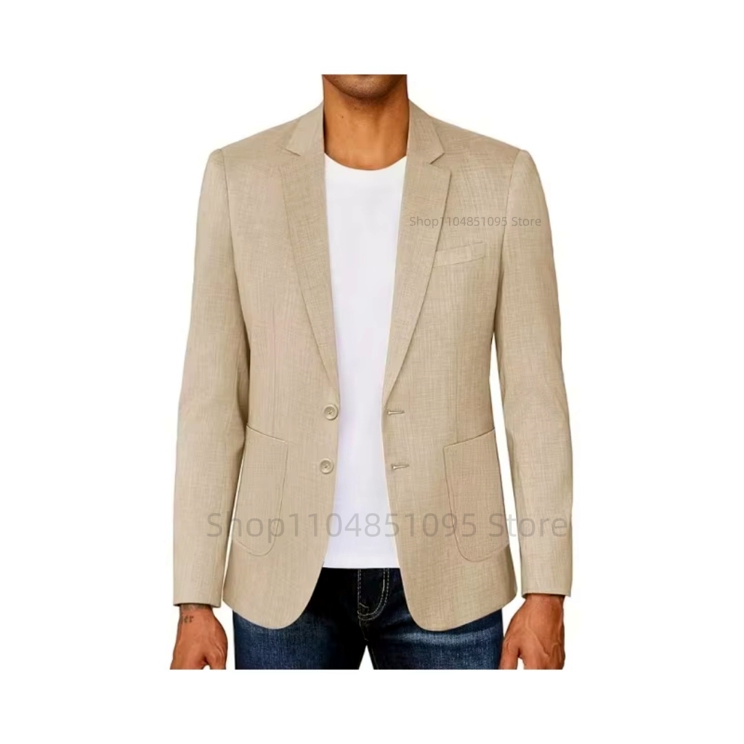 Blazer en lin beige/bleu pour  - Formal Men Party Wear Jacket avis et prix