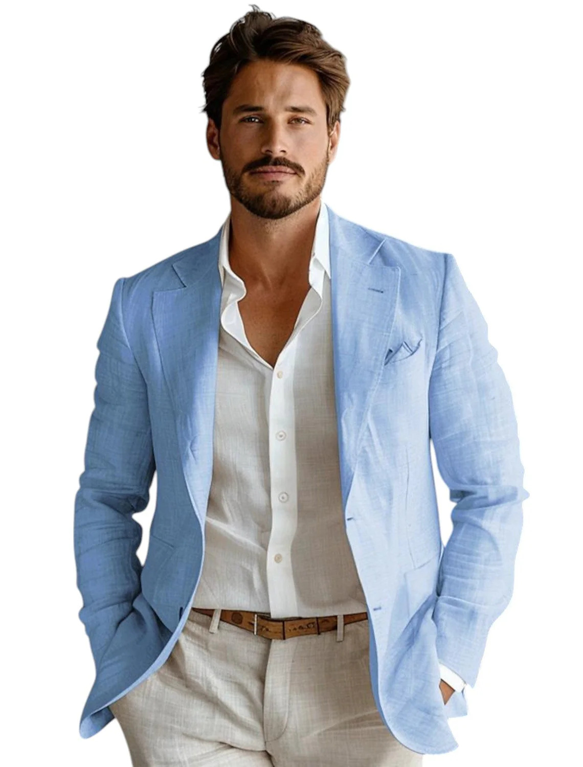 Blazer en lin bleu slim fit po - Formal Men Party Wear Jacket avis et prix