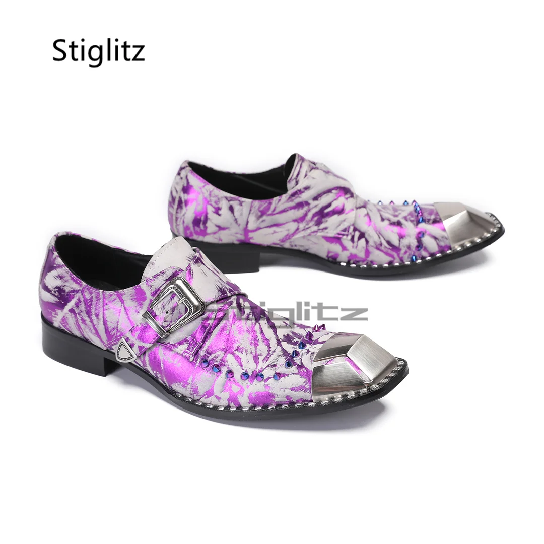 Chaussures en cuir véritable p - Men Formal Wear Purple avis et prix