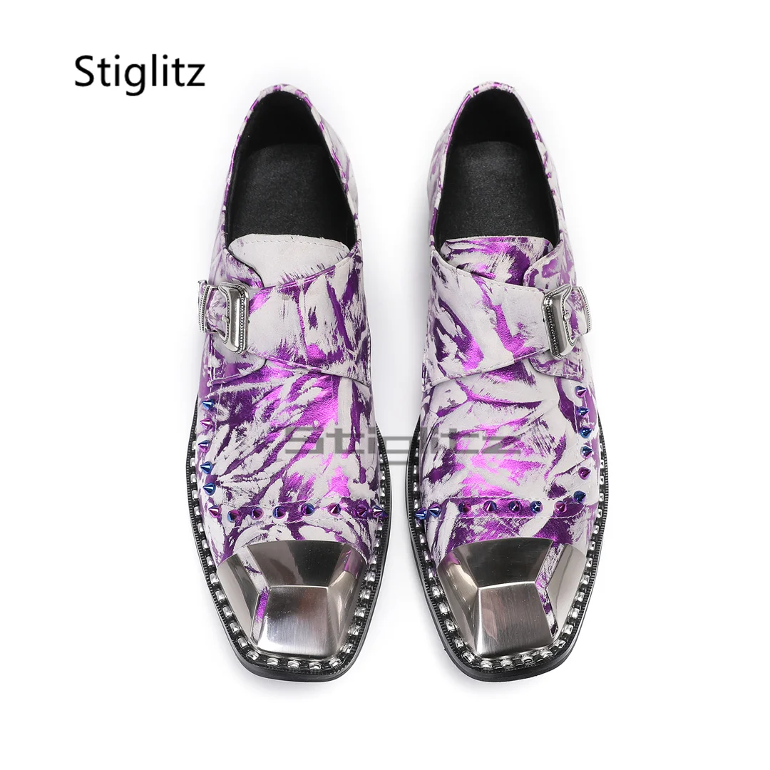 Chaussures en cuir véritable p - Men Formal Wear Purple avis et prix
