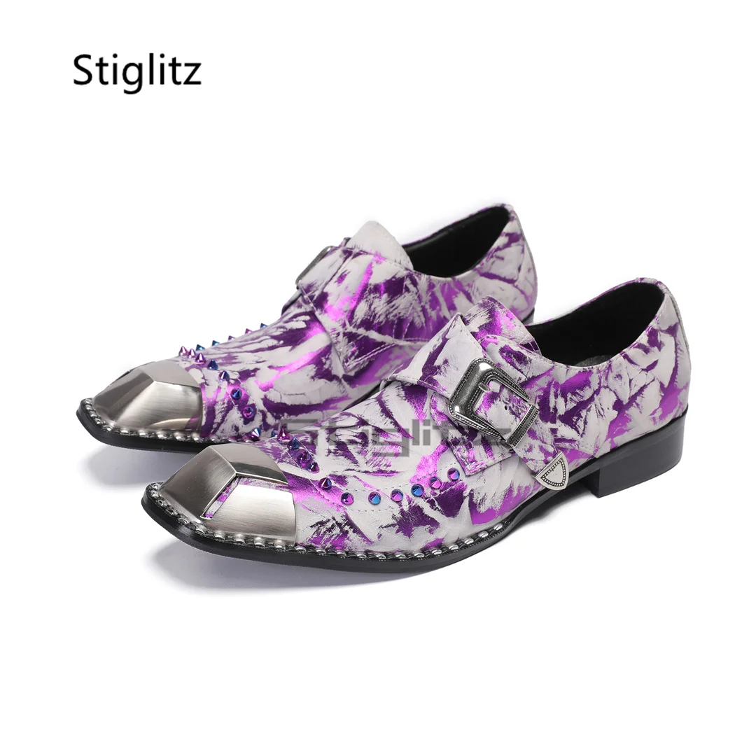 Chaussures en cuir véritable p - Men Formal Wear Purple avis et prix