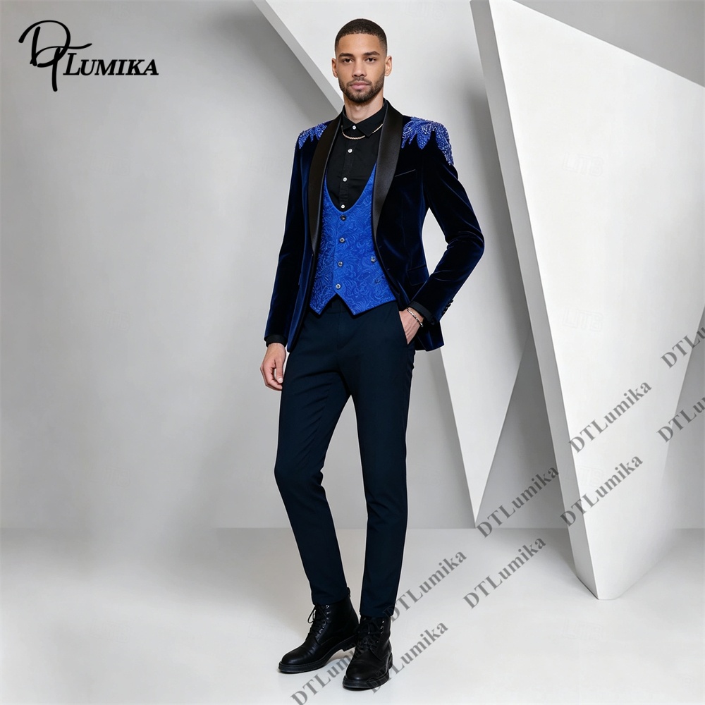 Costume 3 pièces en velours po - Formal Wear For Men In Wedding avis et prix