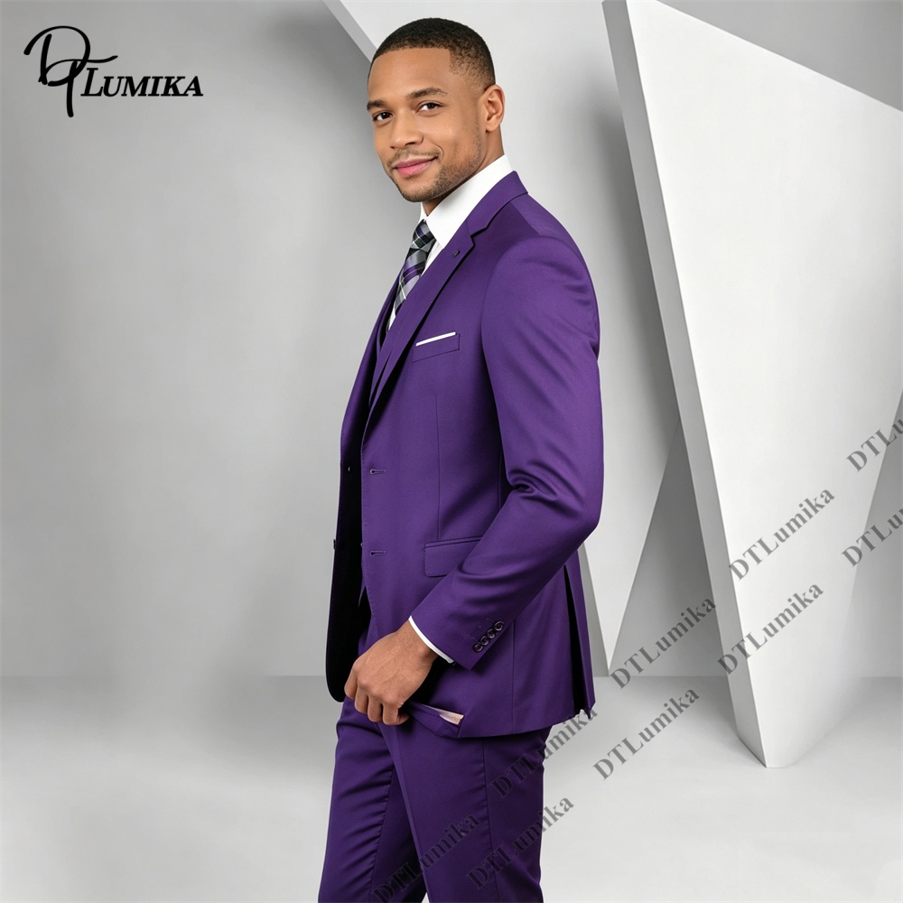Costume 3 pièces violet pour h - Men Formal Wear Purple avis et prix