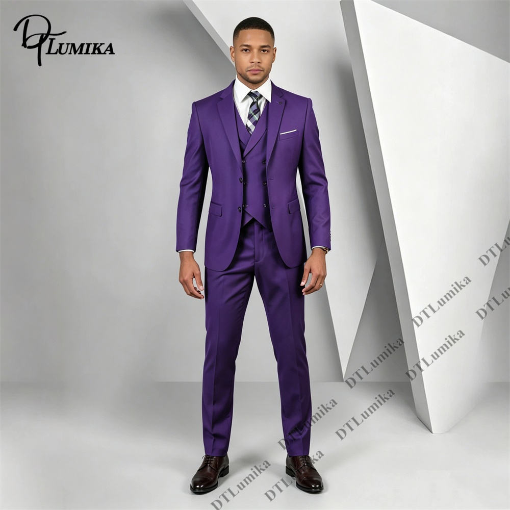 Costume 3 pièces violet pour h - Men Formal Wear Purple avis et prix