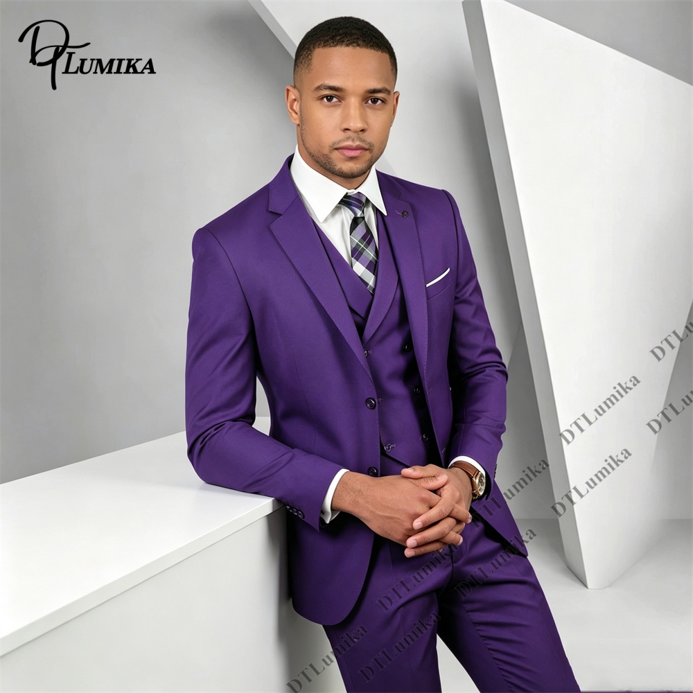 Costume 3 pièces violet pour h - Men Formal Wear Purple avis et prix