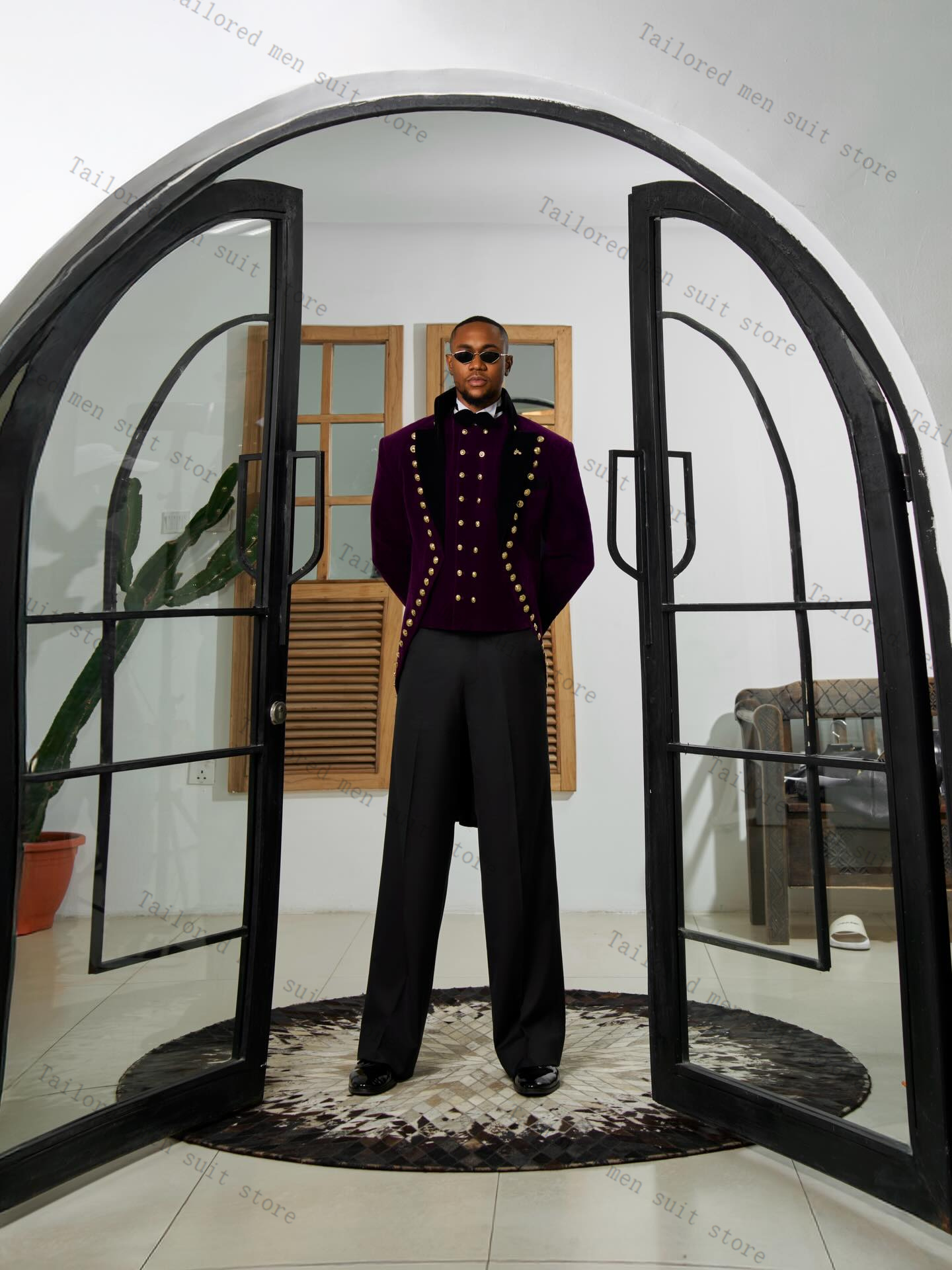 Ensemble de costumes et pantal - Men Formal Wear Purple avis et prix