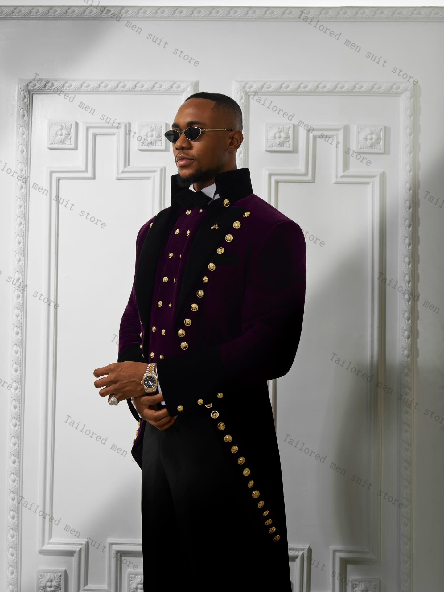Ensemble de costumes et pantal - Men Formal Wear Purple avis et prix