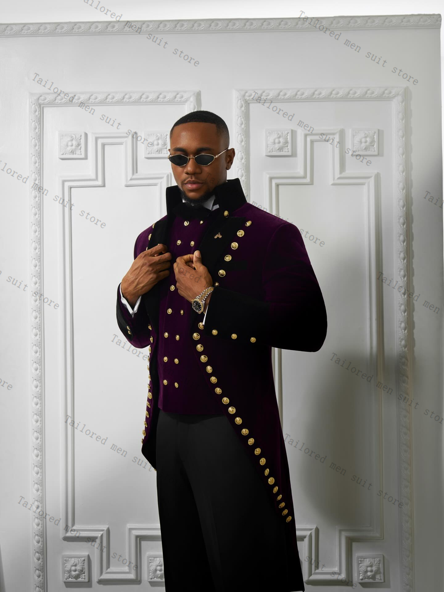Ensemble de costumes et pantal - Men Formal Wear Purple avis et prix